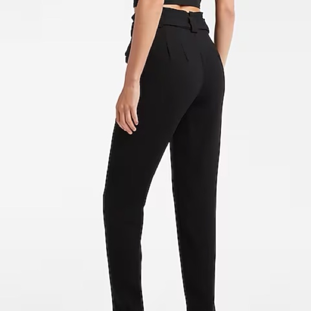 Express High Rise Paper Bag Ankle Pants - Picture 4 of 8